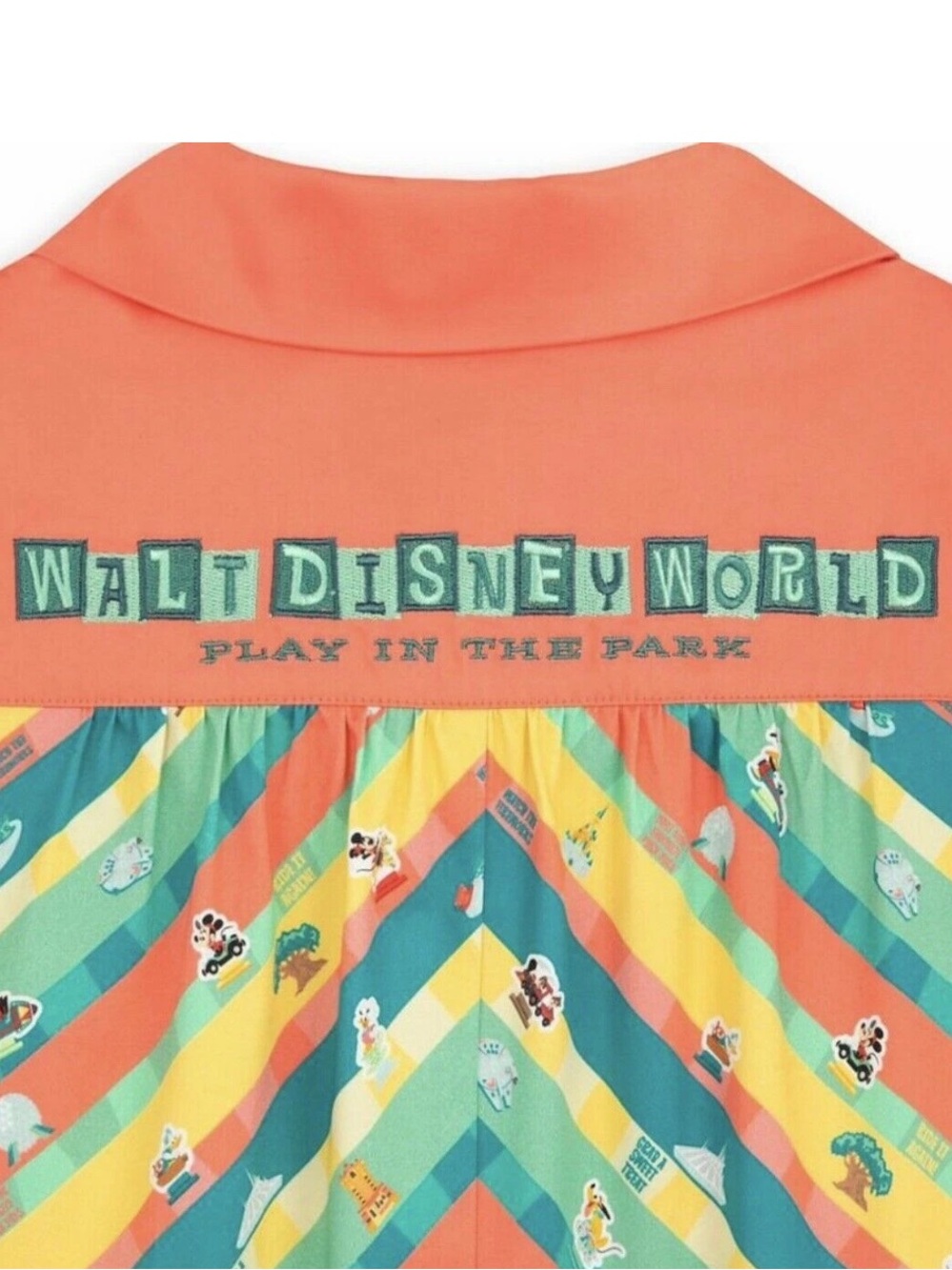 NWT Disney Belted Chevron Stripe Size 1X Full Skirt Dress in Teal & Coral - Picture 4 of 7